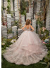 Beaded Ruffle Tulle Floor Length Flower Girl Dress